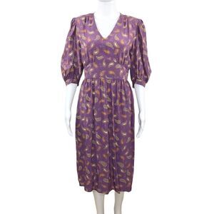 Daniel Laurent Women’s Vintage 80s Purple Paisley Silk Secretary Dress Size 8